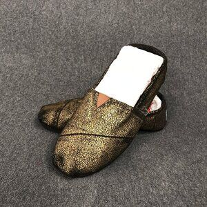 Toms Classics Fowler Metal Gold Slip On Ballerina Flats Loafers Shoes Size 6